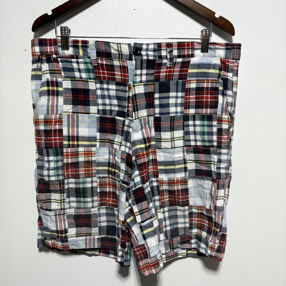 Club Room Shorts Mens 34 Madras Plaid Preppy Cotton Inseam 9